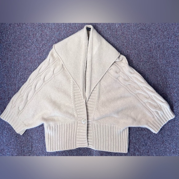 Ann Taylor Cream Cable Knit Cardigan 100% cachemir sweater - Picture 1 of 5